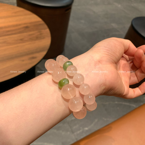 结正缘旺人际西柚粉水晶手串