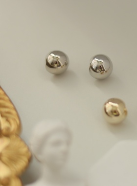 AimeeDesign 冷淡风银色金色圆球耳夹蚊香盘无耳洞小众高级感耳饰