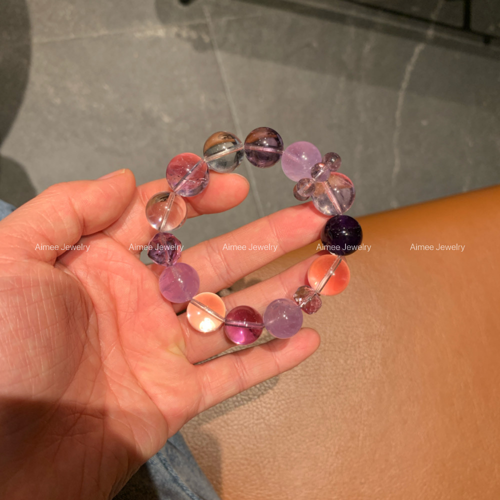 纯天然紫水晶手串手链设计感