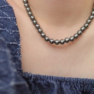 倪妮同款 宝扣锁骨链 进口施家水晶珍珠深邃大溪地黑项链正圆强光元