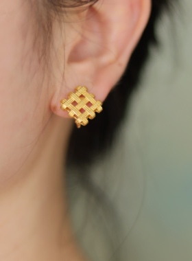 AimeeDesign 网格毛线纹设计耳夹创新百搭时尚潮流