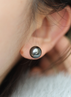 AimeeDesign 大溪地施家黑珍珠高级感真多麻耳环明星同款耳钉