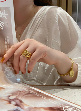 AimeeDesign多层三层猪鼻子戒指 开口 黄铜镀金高保色