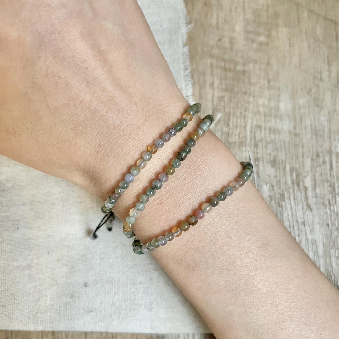 印度玛瑙玉石小众三圈手链