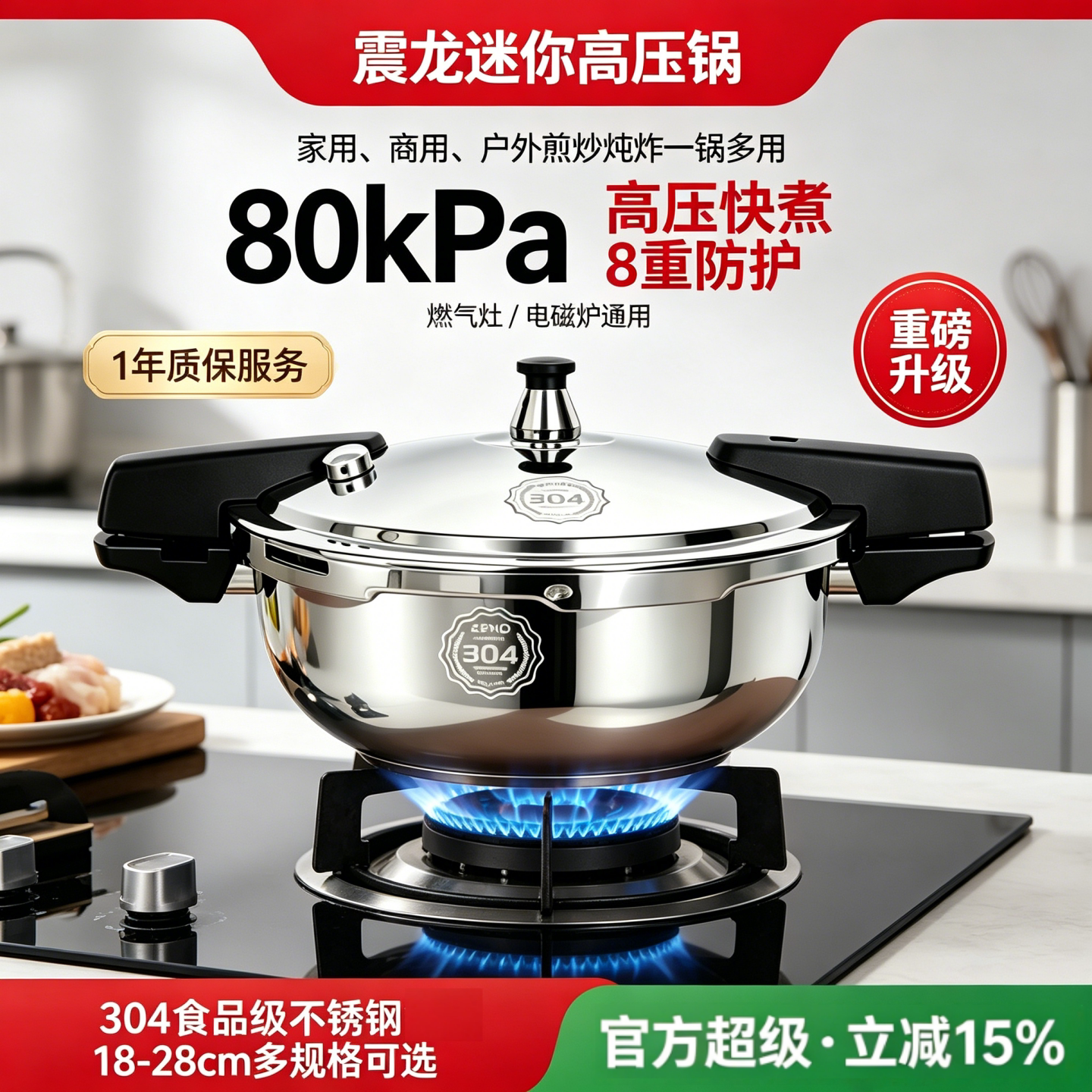 震龙迷你高压锅304不锈钢