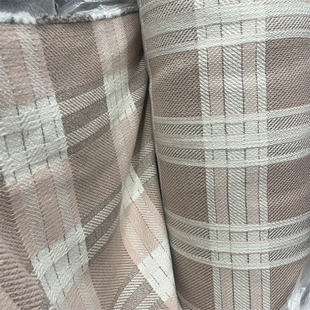 粉白色英伦风大格子加厚羊毛呢布料大衣外套少女风设计师服装面料