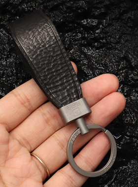 钛合金车钥匙扣链挂件360旋转钥匙圈头层牛皮mbox进口汽车钥匙扣