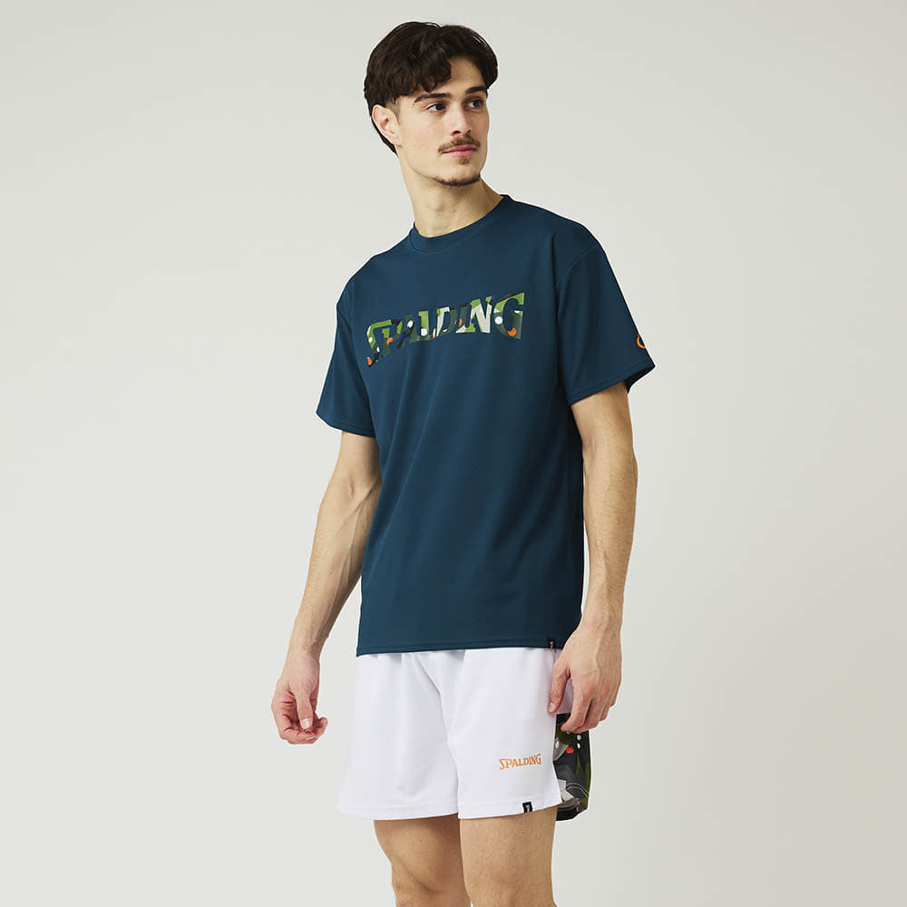 日本Spalding/斯伯丁运动上衣男速干半袖T恤黑色短袖训练服体恤衫