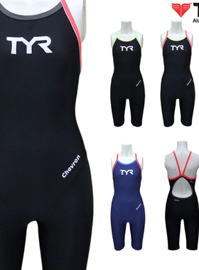 日本TYR连体平角五分游泳服女2022新款遮肚显瘦专业运动训练泳衣