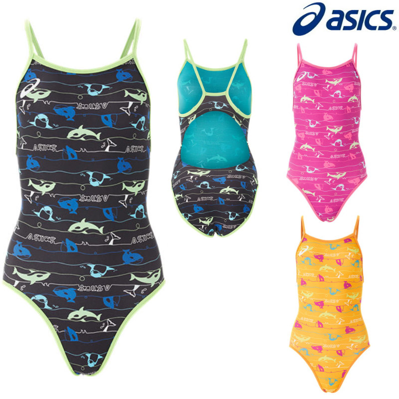 日本Asics亚瑟士成人连体紧身三角游泳衣女2022新款小胸平胸专用