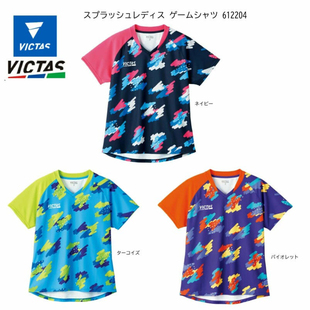 日本VICTAS乒乓球训练服女2022新款 上衣运动文化衫 运动服速干短袖