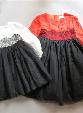 宝儿童装连衣裙春秋款女童蕾丝纱纱裙91067白色有点脏