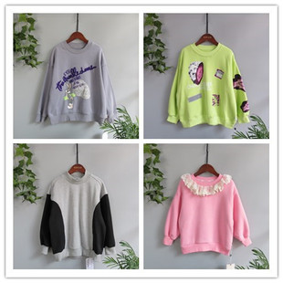 boabo宝儿宝童装休闲卫衣儿童春秋冬加薄绒卫衣 百搭宽松上衣