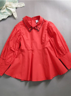 宝儿春夏款童装衬衫纯棉修身上衣纯棉衬衣61066