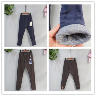 儿童保暖裤 小博s男童女童三层野蚕丝加绒打底裤 加厚中大童冬款