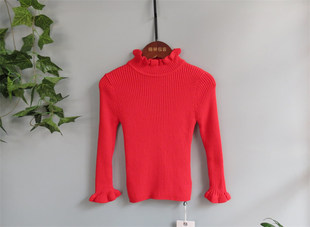 boabo宝儿宝童装修身毛衣儿童春秋冬花边领打底毛衫针织上衣2806