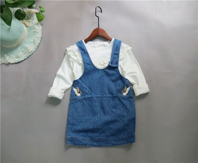 中童纯棉休闲风牛仔背带裙