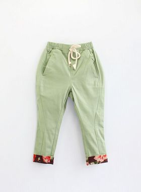 韩国宝儿纯棉休闲裤春秋款童装裤子帅气男女宝宝小脚长裤16116