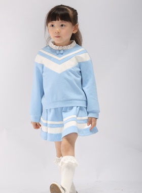 春款宝儿童装新款衬衫花边上衣女童学院风蝴蝶结上衣18705