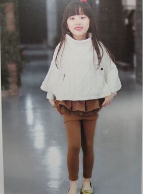 宝儿中童秋冬款童装打底裤女童长裤舒适弹力蝴蝶结包臀裤裙21591