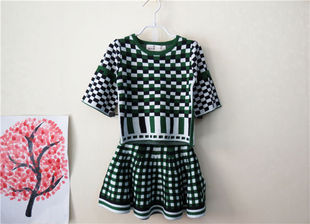 春秋款童装针织套装中大童女童毛衣+伞裙1937