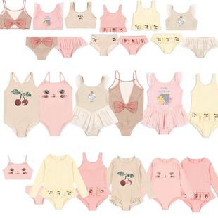 泳裤 KS女童连体吊带花边泳衣宝宝度假防晒分体泳装 26夏季 ins爆款