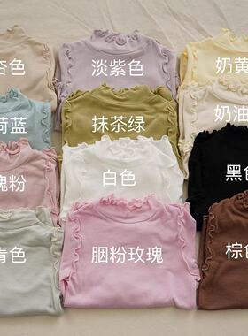 25秋冬amber宝宝打底衫女童柔软高弹力卷边上衣儿童高领棉秋衣