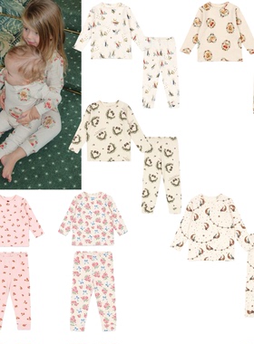 Ks秋衣秋裤套装男女儿童圣诞印花家居服宝宝打底衣打底裤保暖内衣