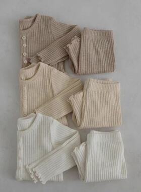 儿童打底衫女童长袖秋季新款男童纯棉打底裤宝宝家居服秋衣秋裤