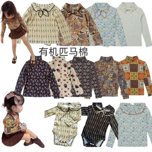 女童领结纯棉长袖T恤哈衣