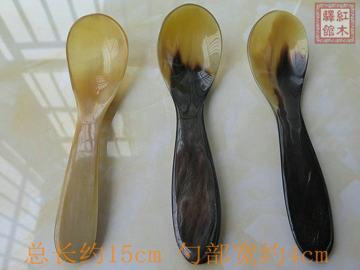 天然白黑生牛角调羹餐具饭勺汤勺蜂蜜勺茶叶勺咖啡匙加厚正品保障