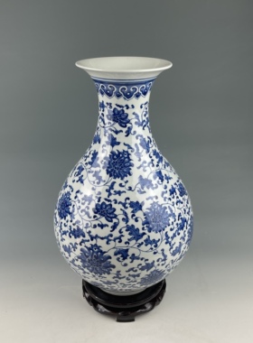 景德镇陶瓷器仿古手绘青花瓷花瓶中式客厅博古架大号插花装饰摆件