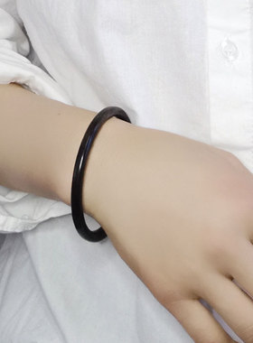 红木镯子黑檀紫光檀手镯女男小叶紫檀木细方手镯手环首饰品忠之路