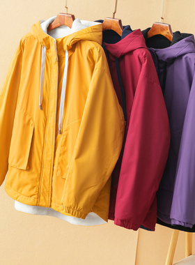 加拿大单 暖过yu绒 双面穿三防料高保暖摇粒绒连帽外套女冬56307