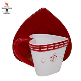 化樣板間布景擺拍 異型浮凸紅色桃心卡布奇諾Cappuccino咖啡杯個性