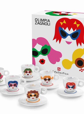 意大利illy2019年典藏杯OLIMPIA ZAGNOLI女性彩色插画主题咖啡杯
