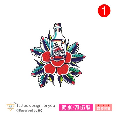 欧美纹身贴花朵叶子锁骨