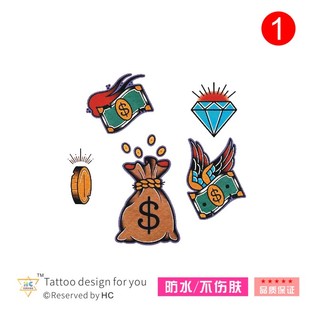 金币美钞持久防水 school纹身贴比特币美元 OS欧美嘻哈街舞个性 old