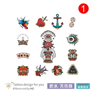 原创oldschool花臂纹身贴卡通防水持久刺青潮流时尚 欧美日本韩国