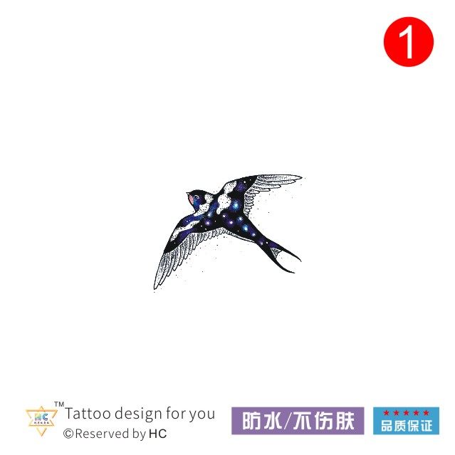 燕子纹身贴星空锁骨颈部男女防水持久飞翔鸟可爱小清新原创简单