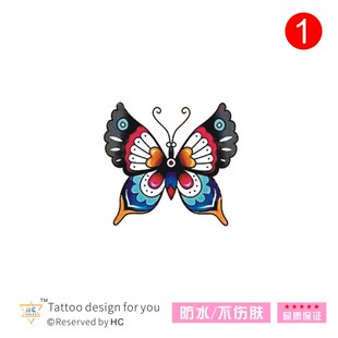 手绘old school蝴蝶纹身贴小清新复古浮世绘港风原宿防水持久纳米