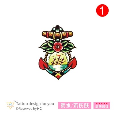 手绘oldschool船锚纹身贴