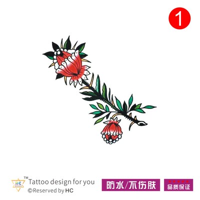 欧美os花朵oldschool纹身贴