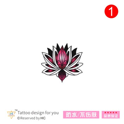 瑜伽红色莲花纹身贴防汗防水持久