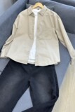 卡其色纯棉长袖衬衫男款春秋季日系cityboy宽松休闲慵懒衬衣外套，男装衬衫，星座1302