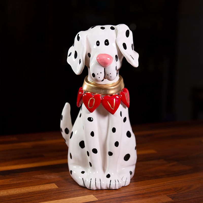 blueky北欧风格动物纯手绘陶瓷斑点狗摆件家居礼物可爱工艺品装饰