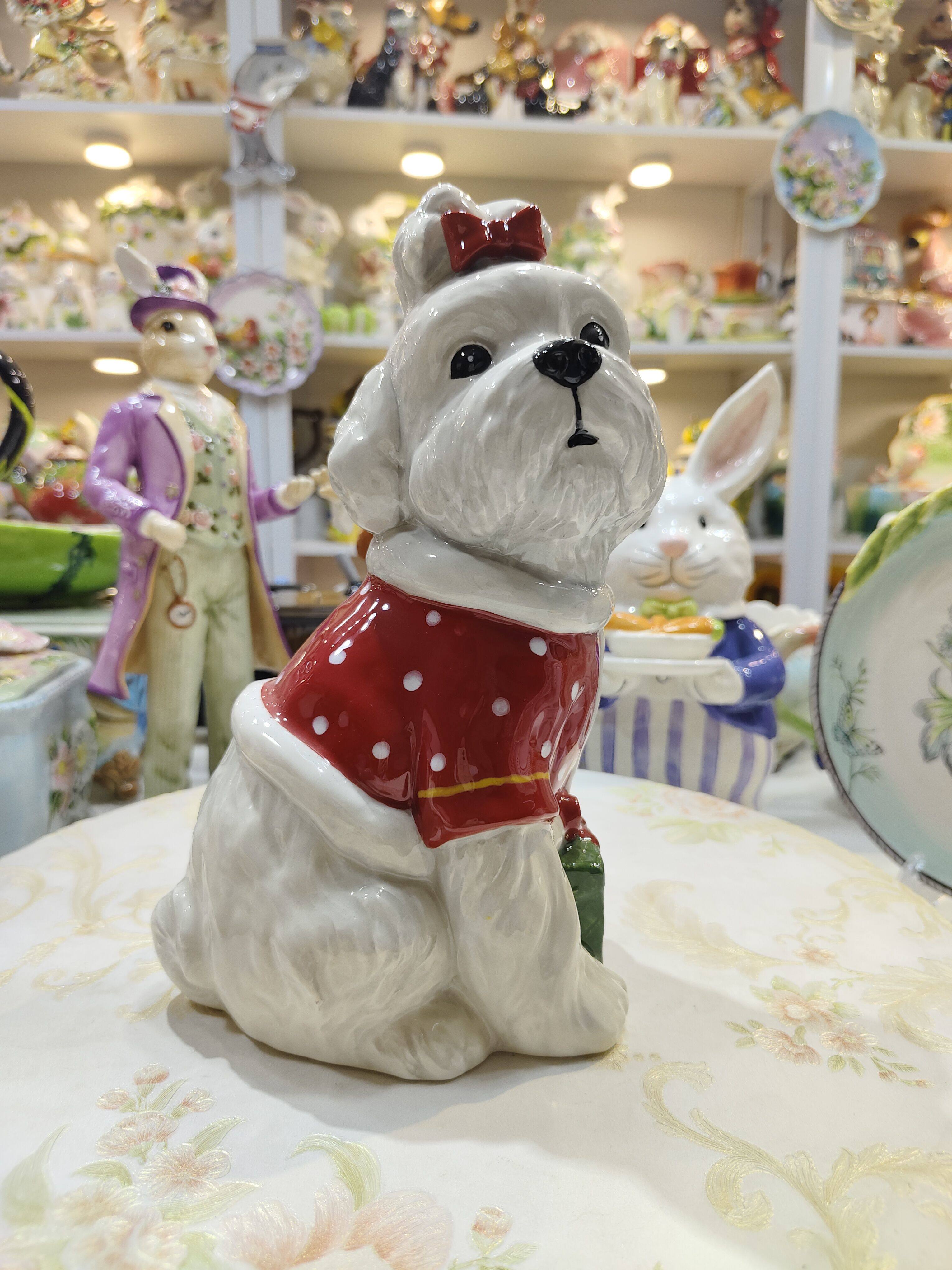 美国品牌布鲁瓷正版陶瓷狗狗摆件欧式家居酒柜创意装饰品宠物瓷偶