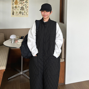 半领棉服连体裤 背心夹棉背带裤 女 复古可爱宽松休闲无袖 穗伊SYLP