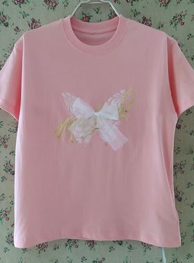 专柜正品立体蝴蝶结短袖T恤女夏新款设计感洋气上衣宽松上衣MXC18