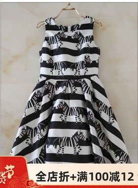 淑女屋专柜正品《斑马线公主》斑马印花无袖连衣裙XSF47